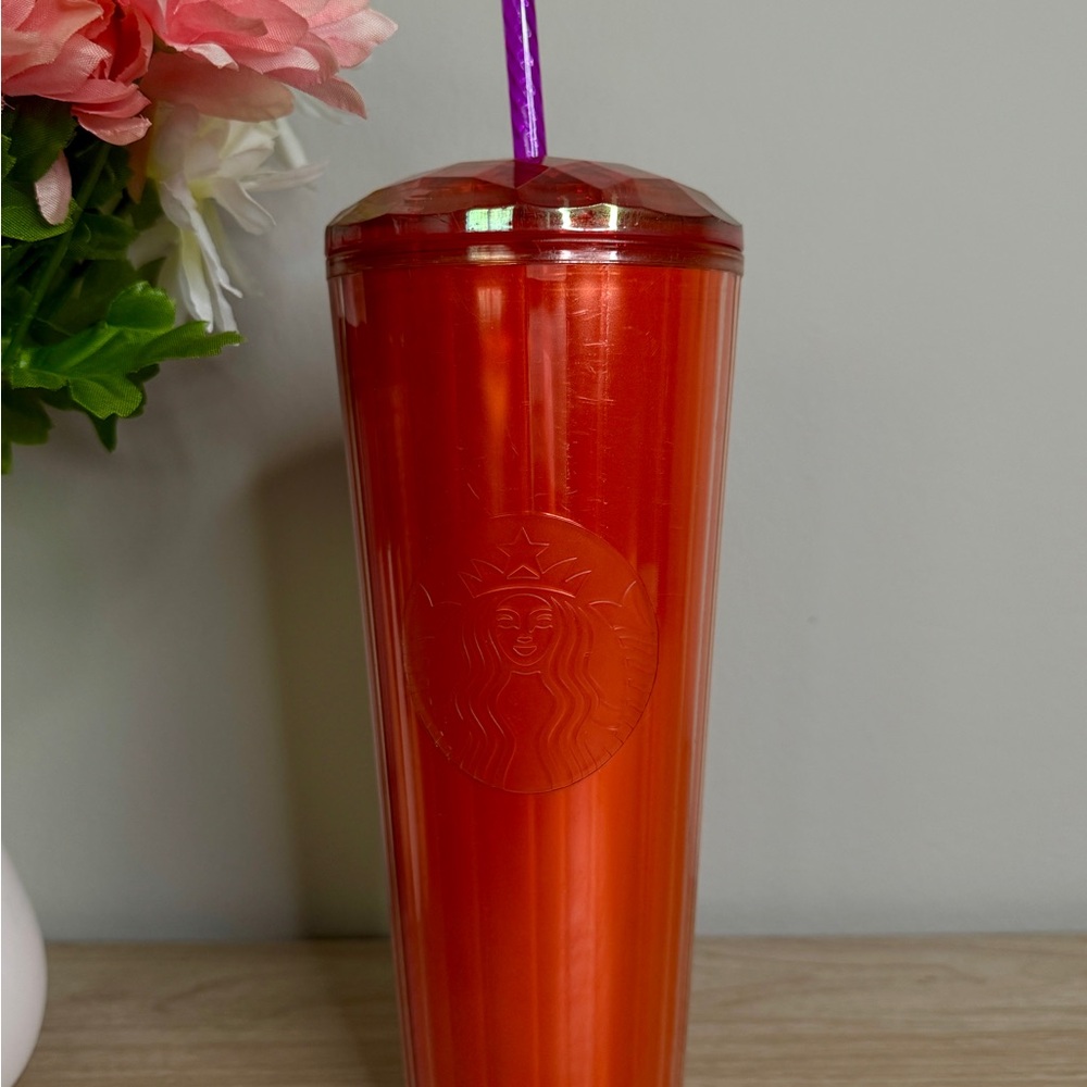 Starbucks Scarlet Tumbler with Violet Straw
